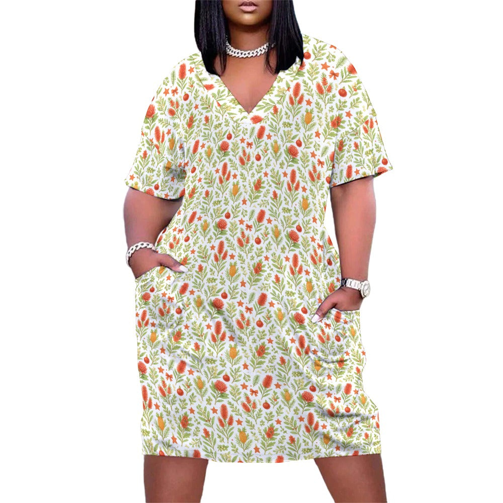 Waratah Wishes – Women’s V-Neck Pocket Dress