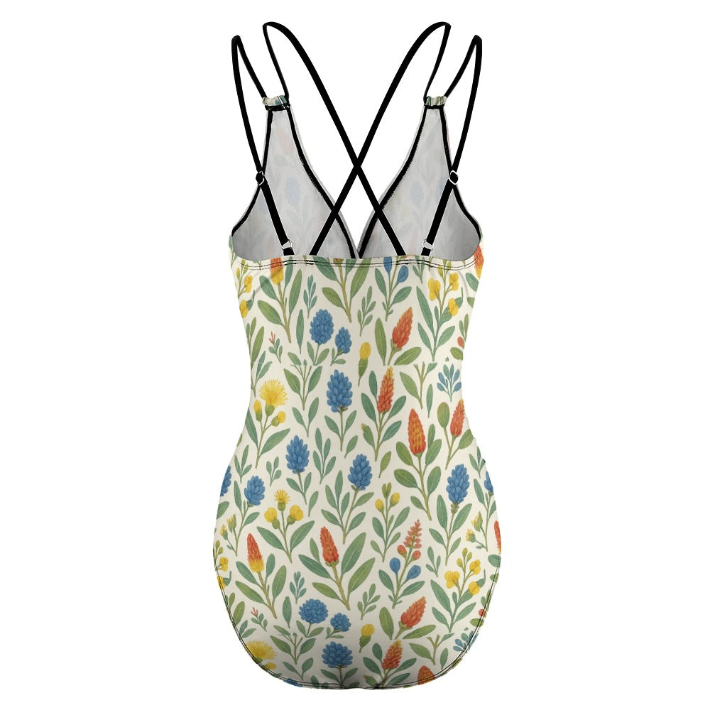 Bushland Blooms – Double Sling One-Piece Swimsuit