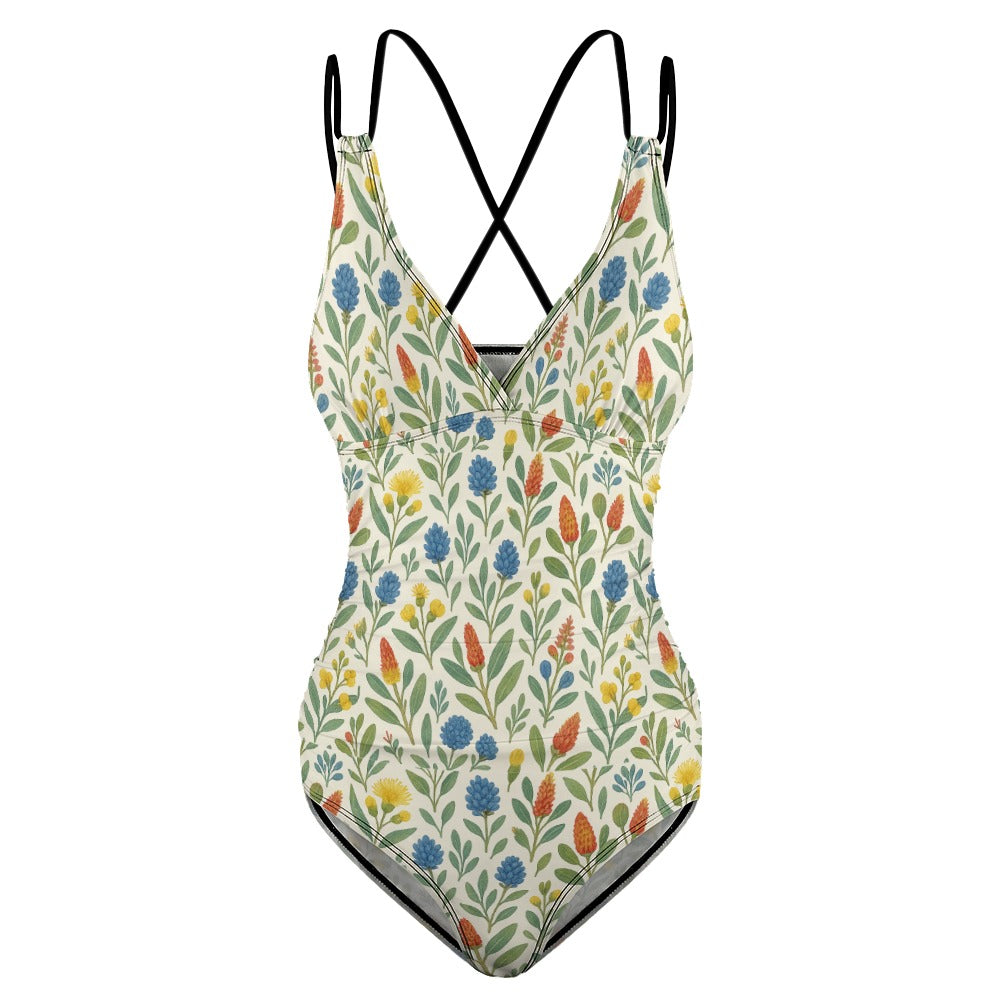 Bushland Blooms – Double Sling One-Piece Swimsuit