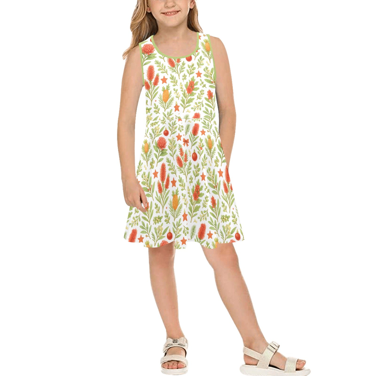 Waratah Wishes - Girl's Sleeveless Sundress
