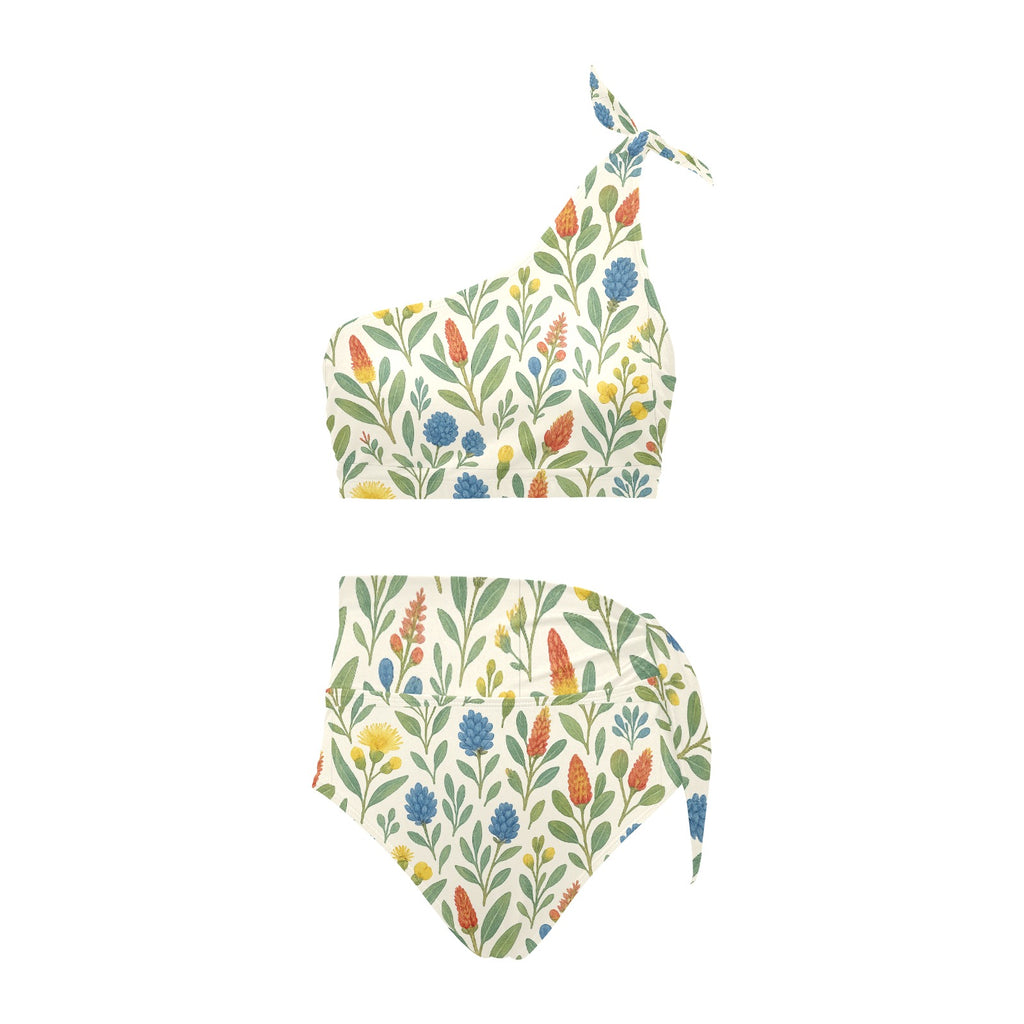 Bushland Blooms – High-Waisted One-Shoulder Bikini Set