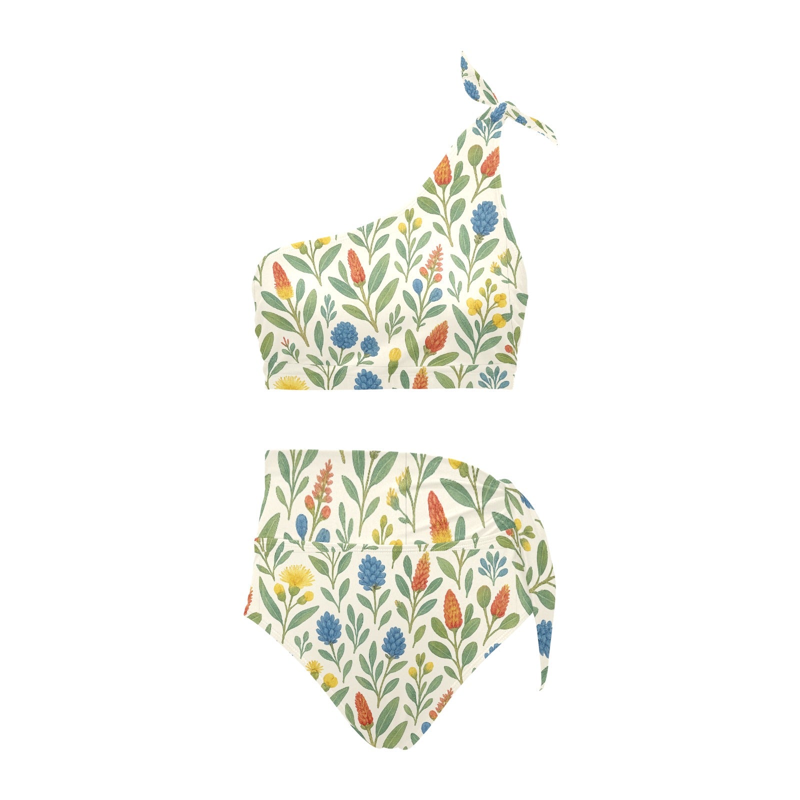 Bushland Blooms – High-Waisted One-Shoulder Bikini Set