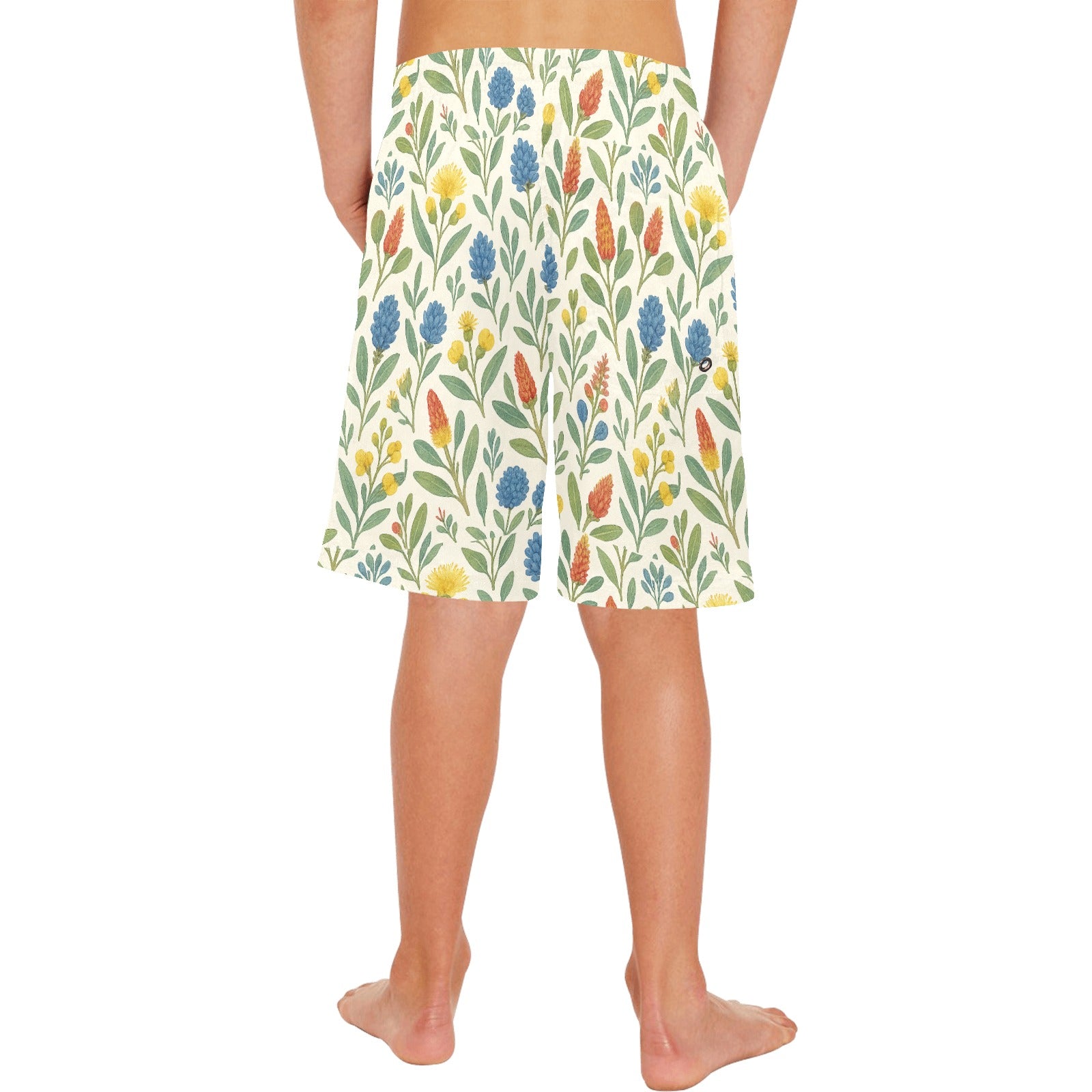 Bushland Blooms – Boys’ Casual Beach Shorts