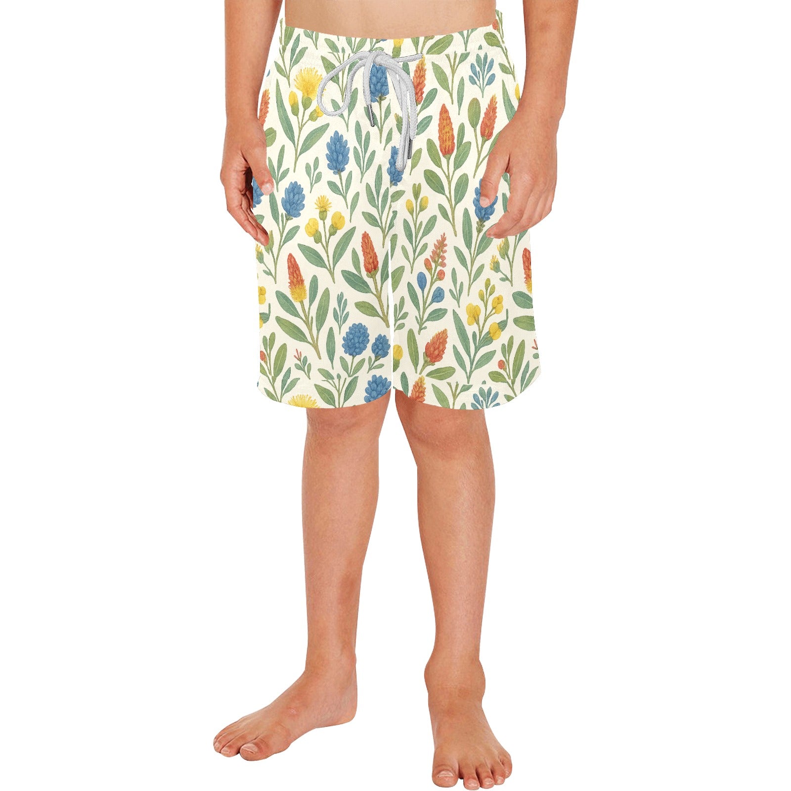 Bushland Blooms – Boys’ Casual Beach Shorts