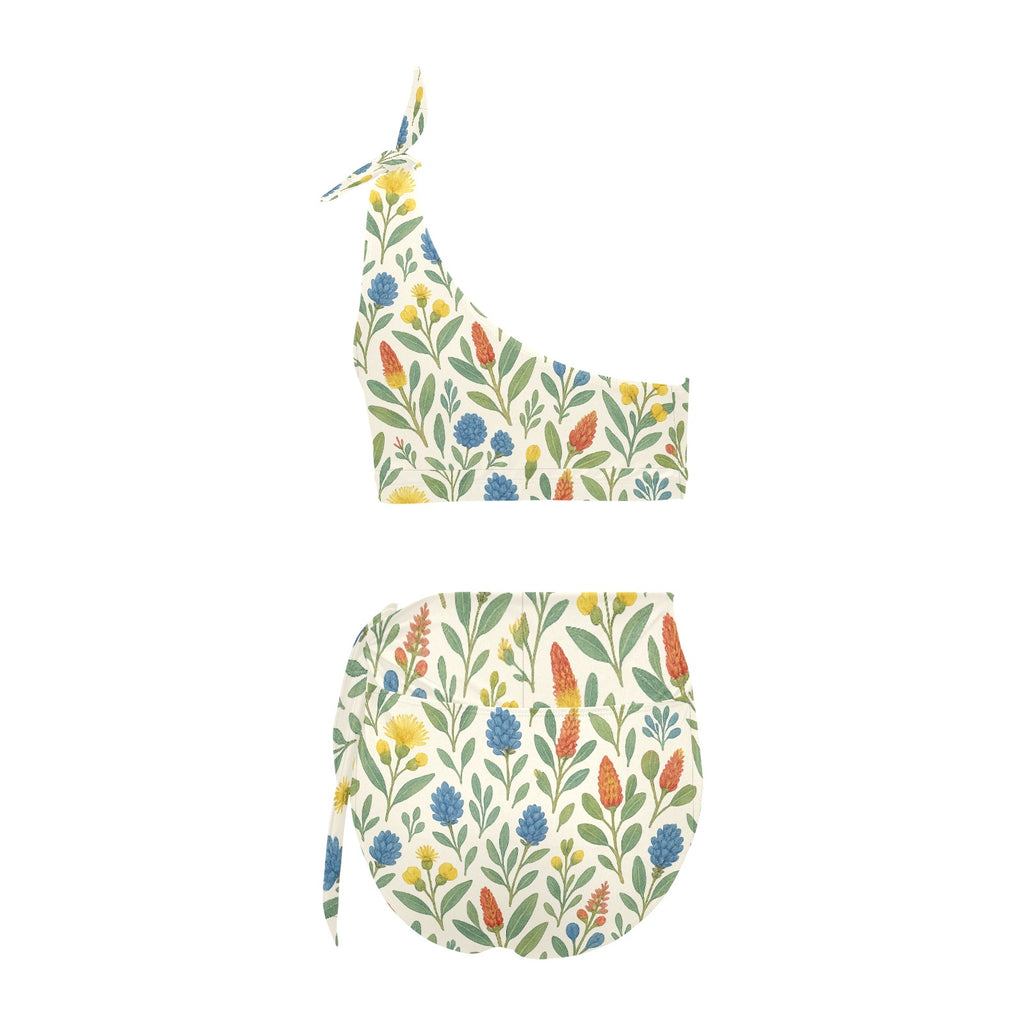 Bushland Blooms – High-Waisted One-Shoulder Bikini Set